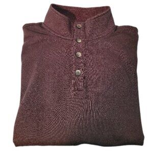 Van Heusen Long Sleeve Never Tuck Ribbed Four-Button Mock Pullover Maroon XLT